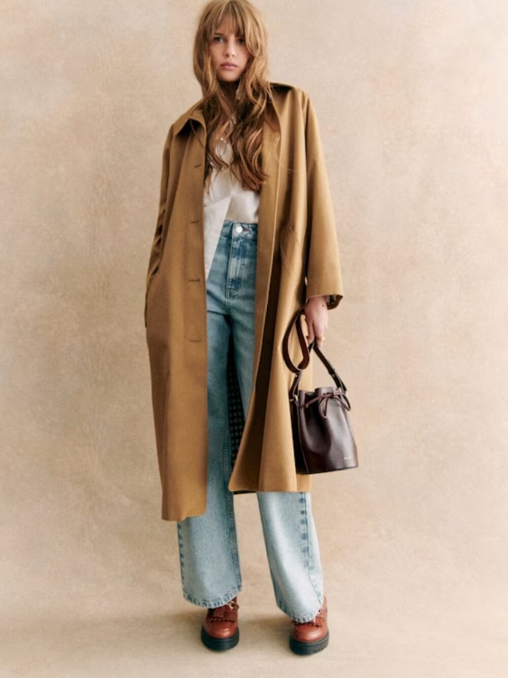 Sezane Clyde Trench Coat, FR 36/US 4, Camel